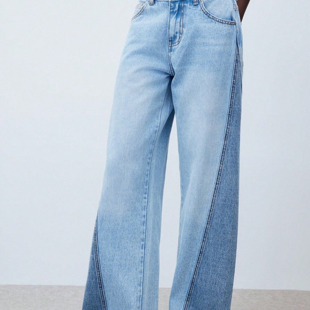 Light Wash Casual Women's Wide Leg Low Rise Jeans - Picture 5 of 6